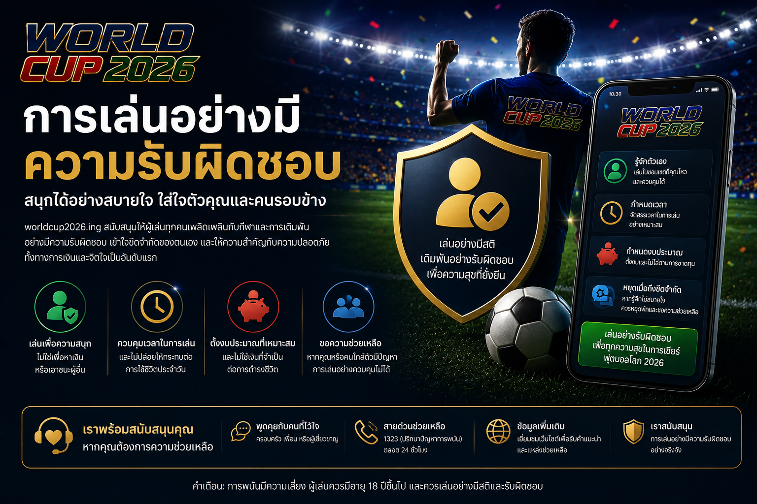 การเล่นอย่างมีความรับผิดชอบ worldcup2026.ing แนวทางการเดิมพันฟุตบอลโลก 2026 อย่างปลอดภัย ควบคุมงบประมาณ และเล่นอย่างมีสติ