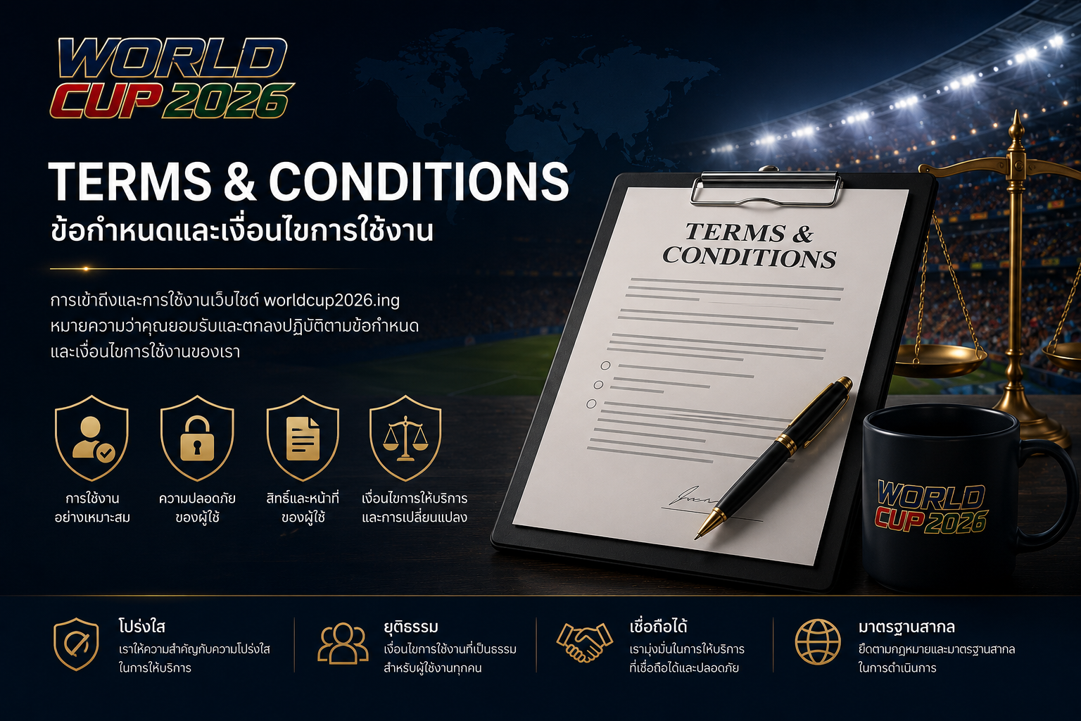 ข้อกำหนดและเงื่อนไขการใช้งาน worldcup2026.ing เว็บไซต์ฟุตบอลโลก 2026 พร้อมนโยบายการใช้งานและความปลอดภัยของผู้ใช้งาน