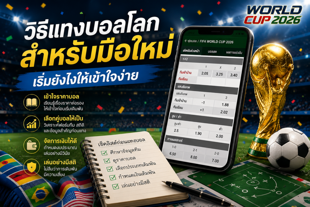 วิธีแทงบอลโลก สำหรับมือใหม่ ฟุตบอลโลก 2026 พร้อมเทคนิคอ่านราคาบอล วิเคราะห์คู่บอล และเริ่มเดิมพันแบบเข้าใจง่าย