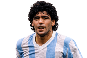 ภาพนักฟุตบอลระดับตำนาน ดิเอโก มาราโดนา (Diego Maradona) อดีตกัปตันทีมชาติอาร์เจนตินาในฟุตบอลโลก